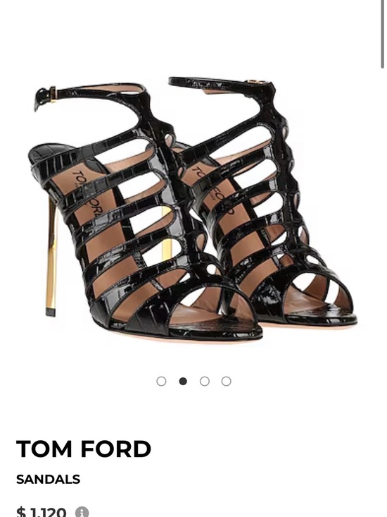 Tom Ford Shoes - Tom Ford Black Patent Leather Cage Heels with Gold Stiletto